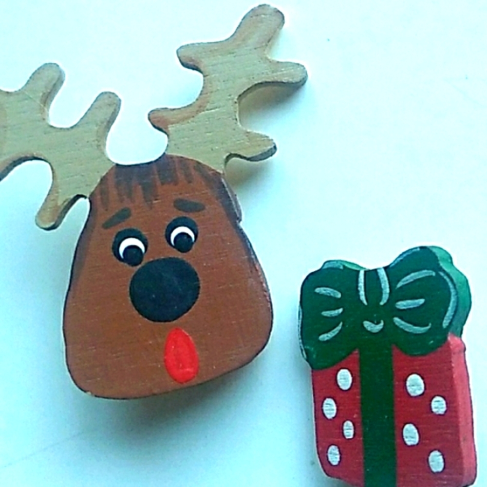 2 Christmas Fun Holiday Lapel Pins